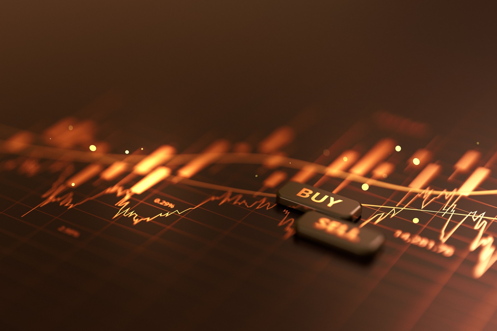 Buy sell gold stock market investment business money finance exchange trade graph chart on 3d financial forex currency growth concept background of profit banking strategy price crypto rate diagram.